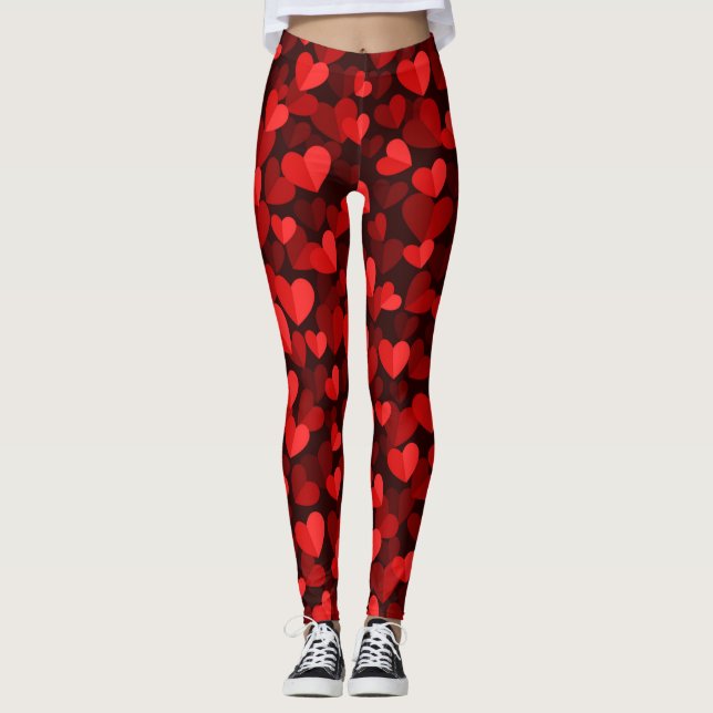 Leggings Corazón Rojo Patrón del Día de San Valentín (Anverso)