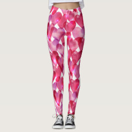 Leggings Corazón rosado rojo de la acuarela linda del el