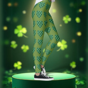 Leggings Corazón verde oliva de moda y encanto irlandés