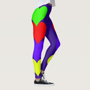 Leggings Corazones amarillos rojos morados y oscuros Pierna