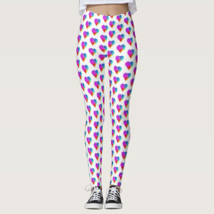 Leggings Corazones arcoiris sobre blanco