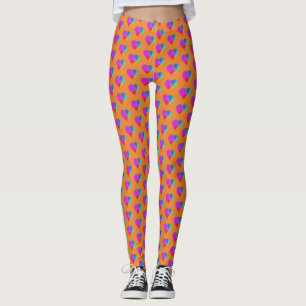 Leggings Corazones arcoiris sobre el Naranja