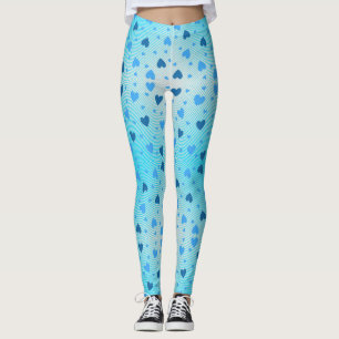 Leggings Corazones azules dispersos en el anillo de diamant