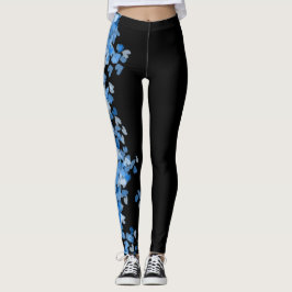 Leggings corazones azules geniales patrón moda mujeres azul