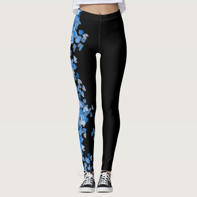 Leggings corazones azules geniales patrón moda mujeres azul (Anverso)