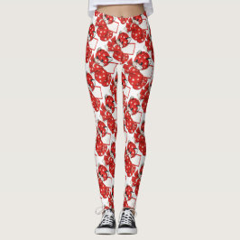 Leggings Corazones blancos vintage de San Valentín rojo amo