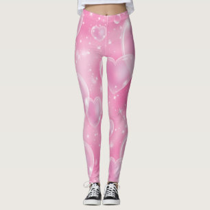 Leggings Corazones Burbuja Rosados Dulces Chicas 90's