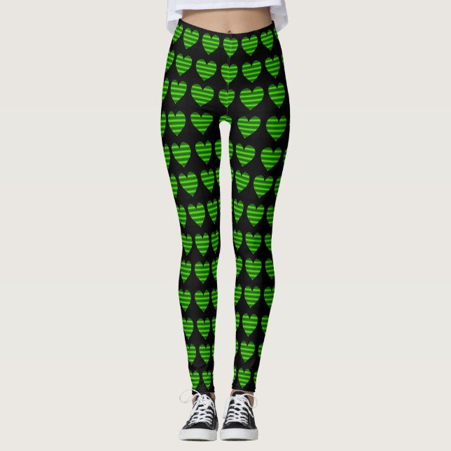 Leggings Corazones con Líneas Verdes (Anverso)