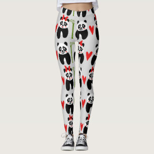 Leggings Corazones Cute Pandas: Patrón de niños