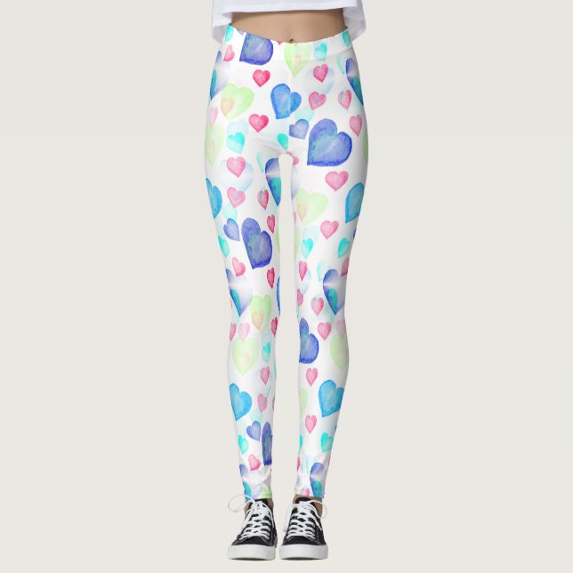 Leggings Corazones de acuarela (Anverso)
