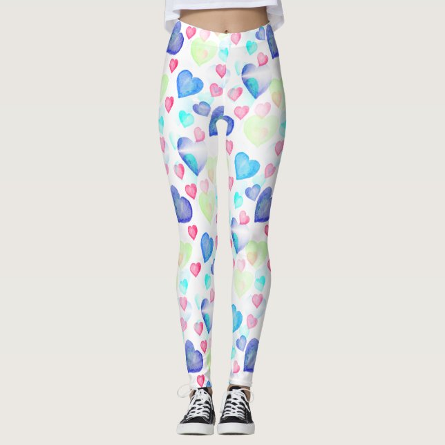 Leggings Corazones de acuarela (Anverso)