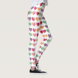 Leggings Corazones de acuarela del arco iris