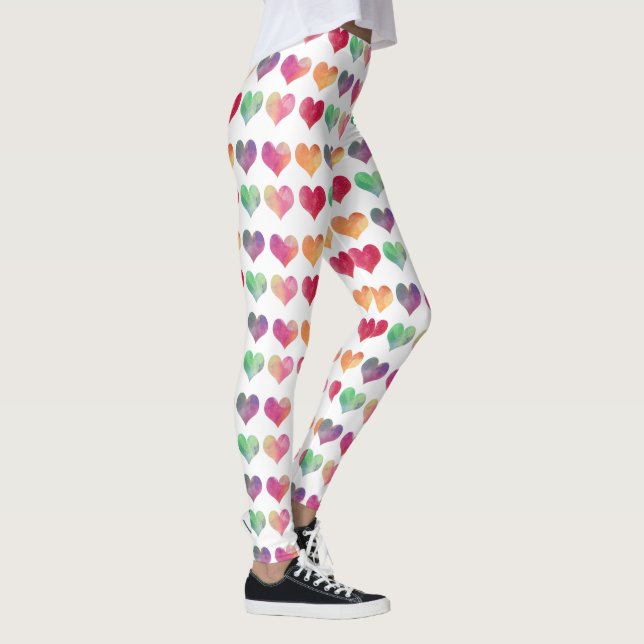Leggings Corazones de acuarela del arco iris (Derecha)