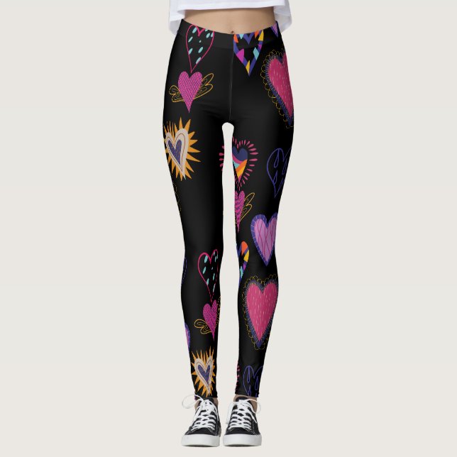 Leggings Corazones de amor, cumpleaños (Anverso)