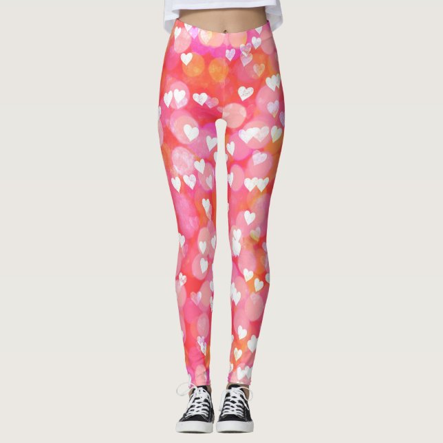 Leggings Corazones de burbuja rosa (Anverso)