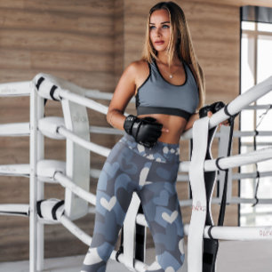 Leggings Corazones de camo azul estampados Piernas