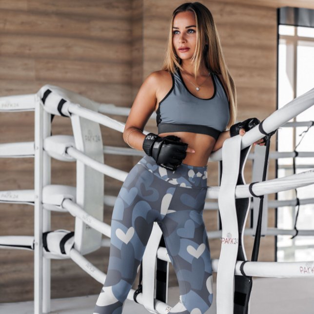 Leggings Corazones de camo azul estampados | Piernas (Subido por el creador)
