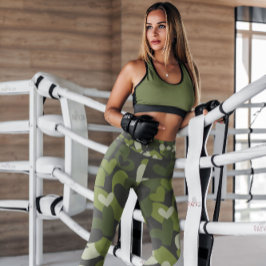 Leggings Corazones de Camo Verde con estampado | Piernas