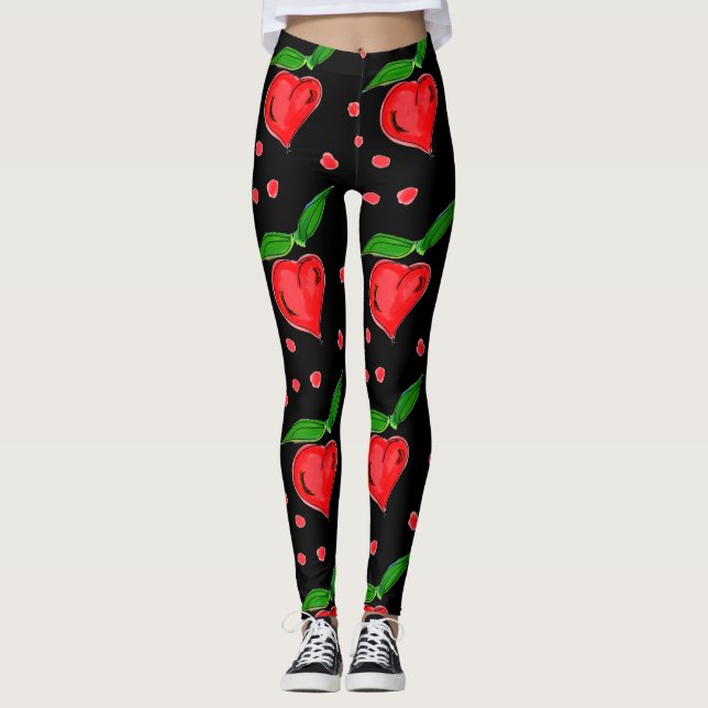 Leggings Corazones de Candy Rojo y Elegantes (Anverso)