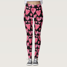 Leggings Corazones de color de agua Imprimir tapices