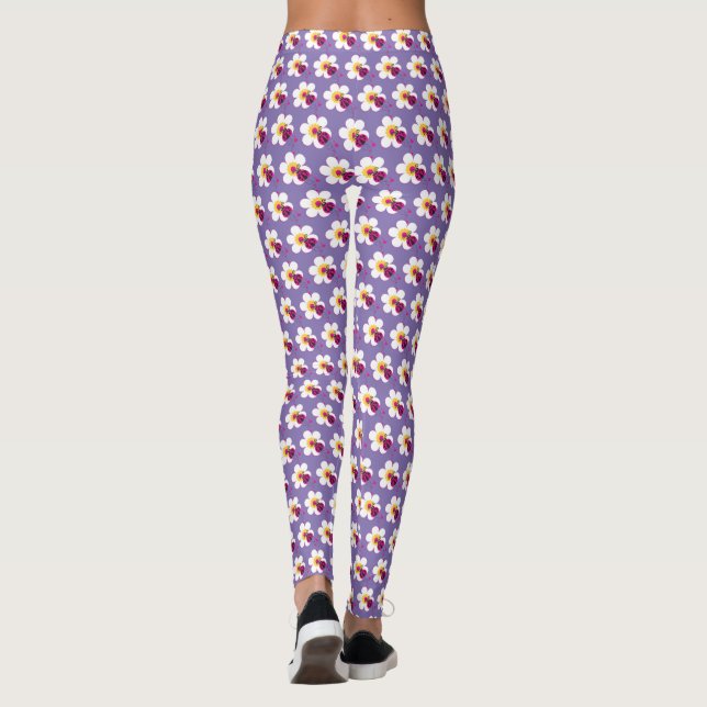 Leggings Corazones de insectos de labios y flores leggantas (Reverso)