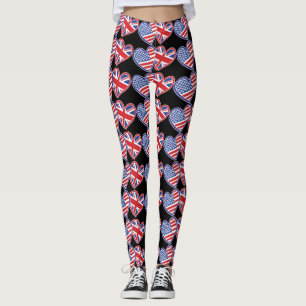 Leggings Corazones de la bandera de Estados Unidos y el Rei
