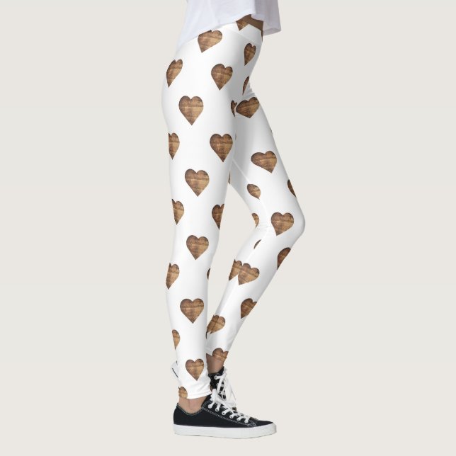 Leggings Corazones de madera marrón rústica simétricos gran (Derecha)