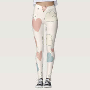 Leggings Corazones de Pastel y Nubes Acuarela Sueño (10)