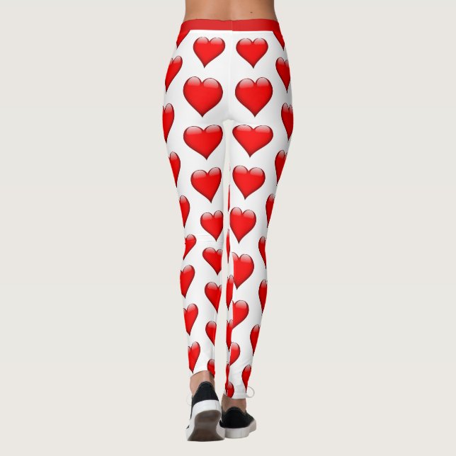 Leggings Corazones De Patrón Rojo El día de San Valentín Cu (Reverso)