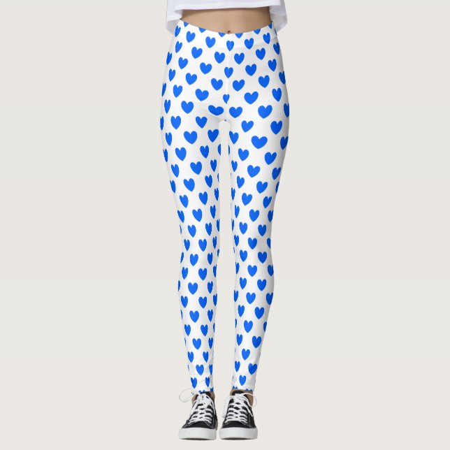 Leggings Corazones de polka azul en blanco (Anverso)
