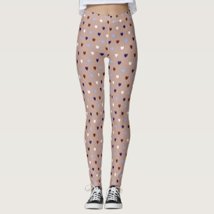 Leggings Corazones de polka de color marrón pálido