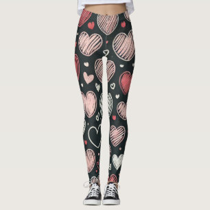 Leggings Corazones de tiza lindos para San Valentín