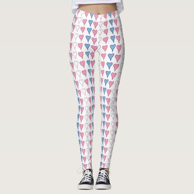 Leggings Corazones del Orgullo Transgénero (Anverso)