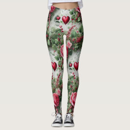 Leggings Corazones día de San Valentín y piernas de Rosas