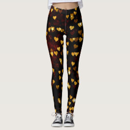 Leggings Corazones dorados con un fondo oscuro