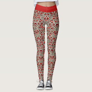 Leggings Corazones Dulces Rojos