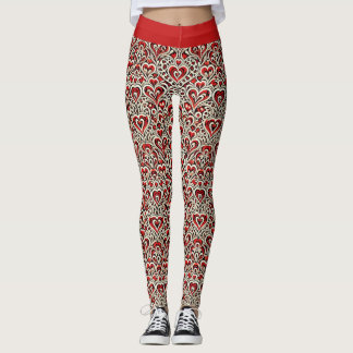 Leggings Corazones Dulces Rojos