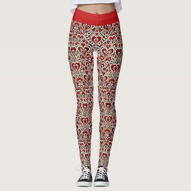 Leggings Corazones dulces rojos (Anverso)