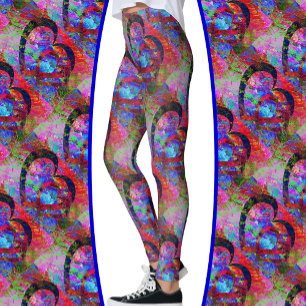 Leggings Corazones entrelazados con hojas de acuarela