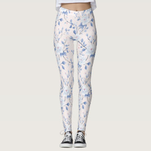 Leggings Corazones florales azules rosados de Rubor