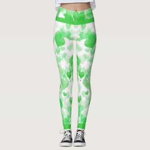Leggings Corazones flotantes en verde