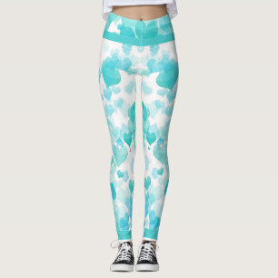 Leggings Corazones flotantes en verde azulado