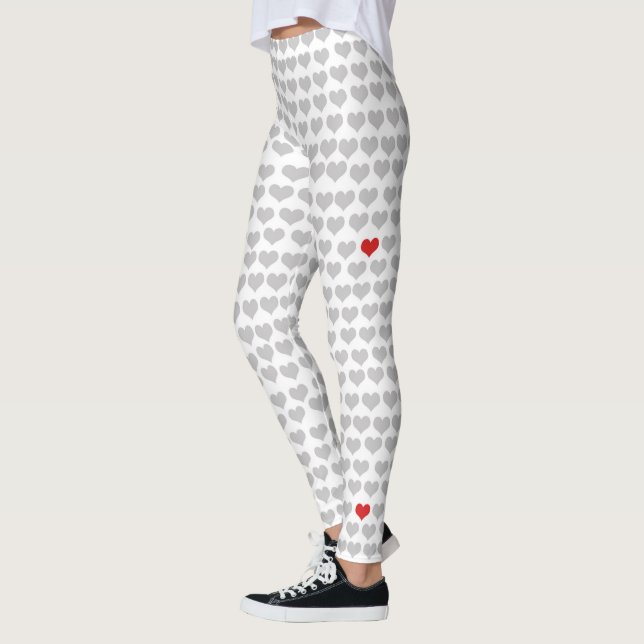Leggings - Corazones Grises Corazón Rojo (Izquierda)