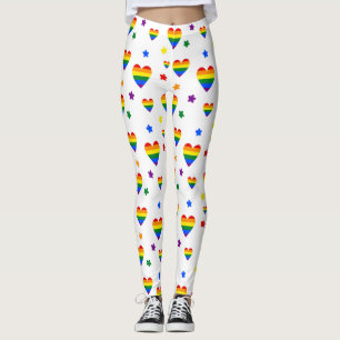 Leggings Corazones LGBT arcoiris y patrón de flores colorid