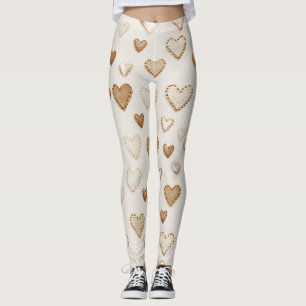Leggings Corazones Marrones de Cacao con Crema