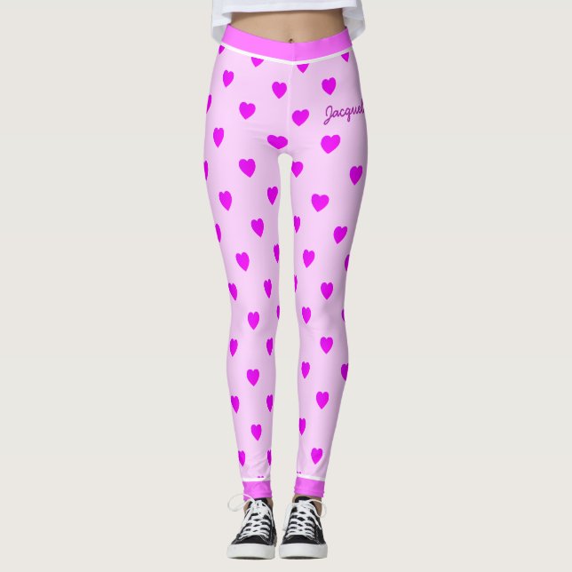Leggings Corazones monogramas en rosa (Anverso)