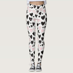 Leggings Corazones Negros Rosados