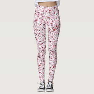 Leggings Corazones Rojo, Rosa y Gris, pintura de manchas