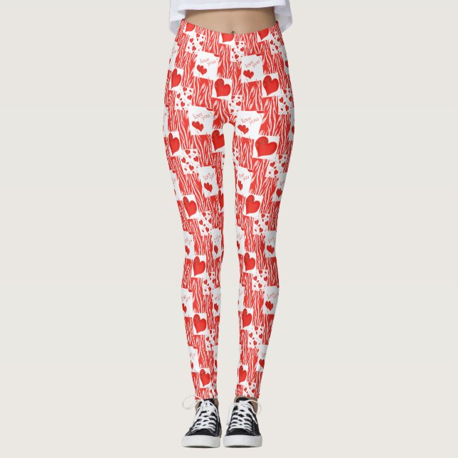 Leggings corazones rojos, amor. (Anverso)