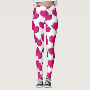 Leggings corazones rojos blancos